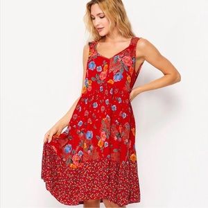 🛍️ Bila Caroline Red Floral Tiered Sleeveless Dress Size S